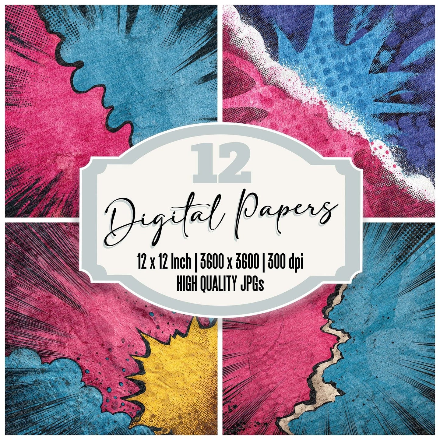 Comic Book Cyan Magenta Shift Digital Paper Pack (DDD001196)