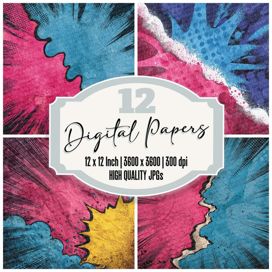 Comic Book Cyan Magenta Shift Digital Paper Pack (DDD001196)