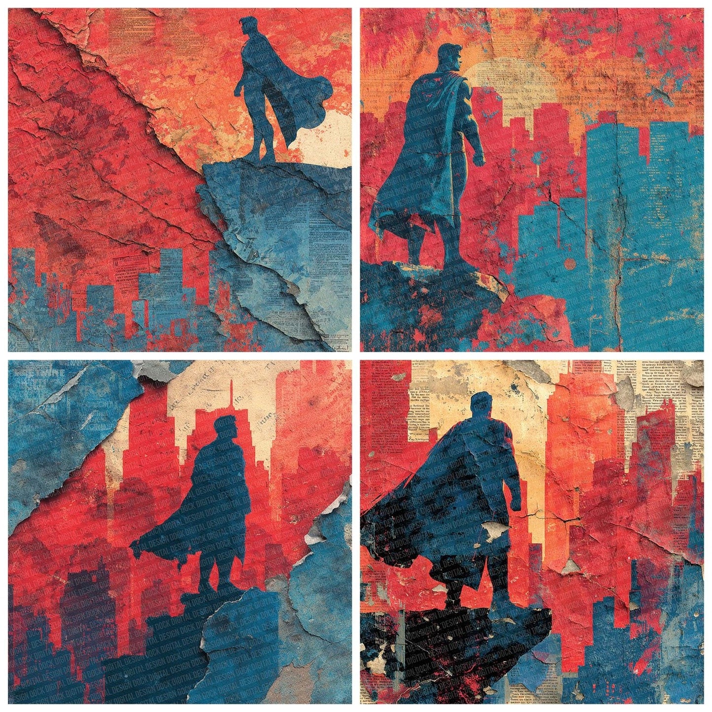 Comic Book Hero City Wall Digital Paper Pack (DDD001198)