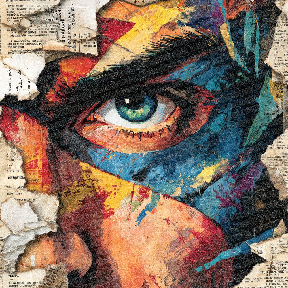 Comic Book Mask Fragment Collage Digital Paper Pack (DDD001200)