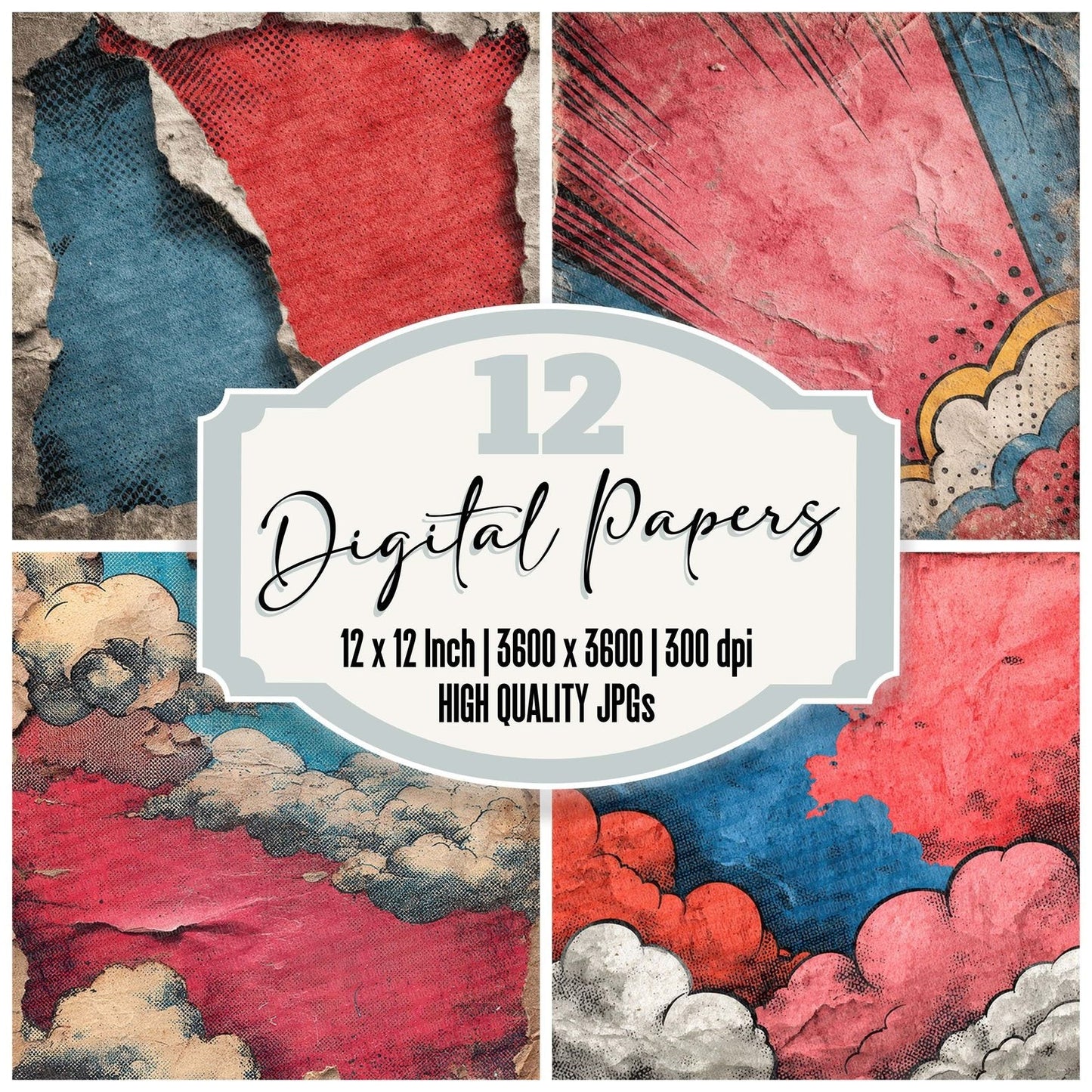 Comic Book Misprint Halftone Digital Paper Pack (DDD001201)