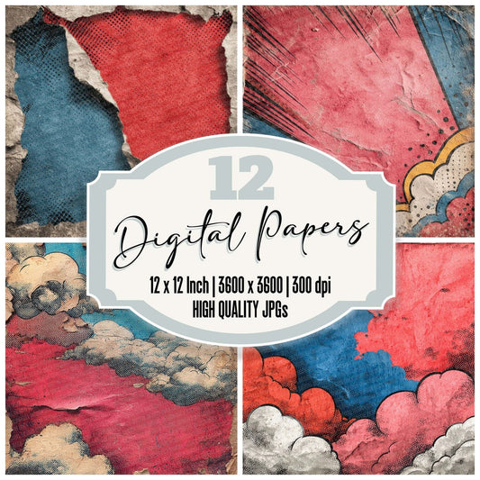 Comic Book Misprint Halftone Digital Paper Pack (DDD001201)
