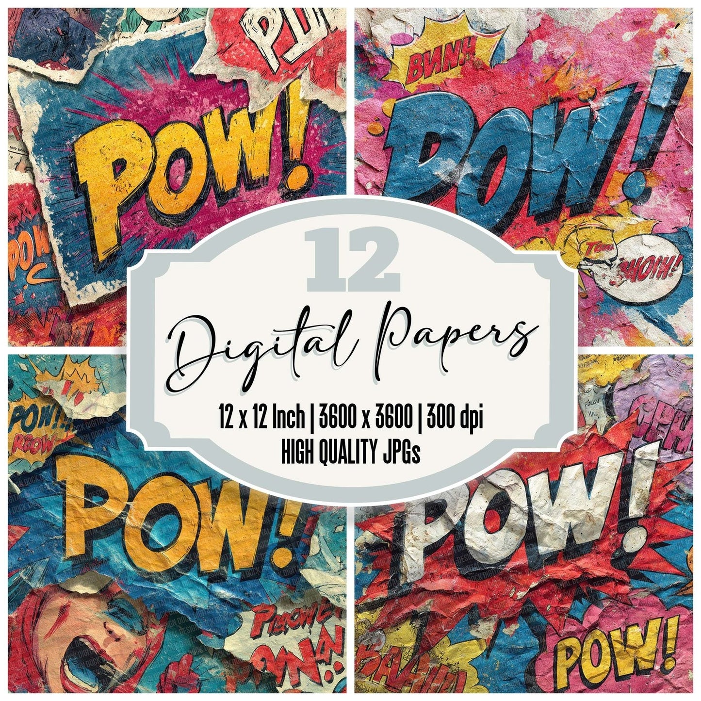 Comic Book Speech Burst Wall Digital Paper Pack (DDD001207)