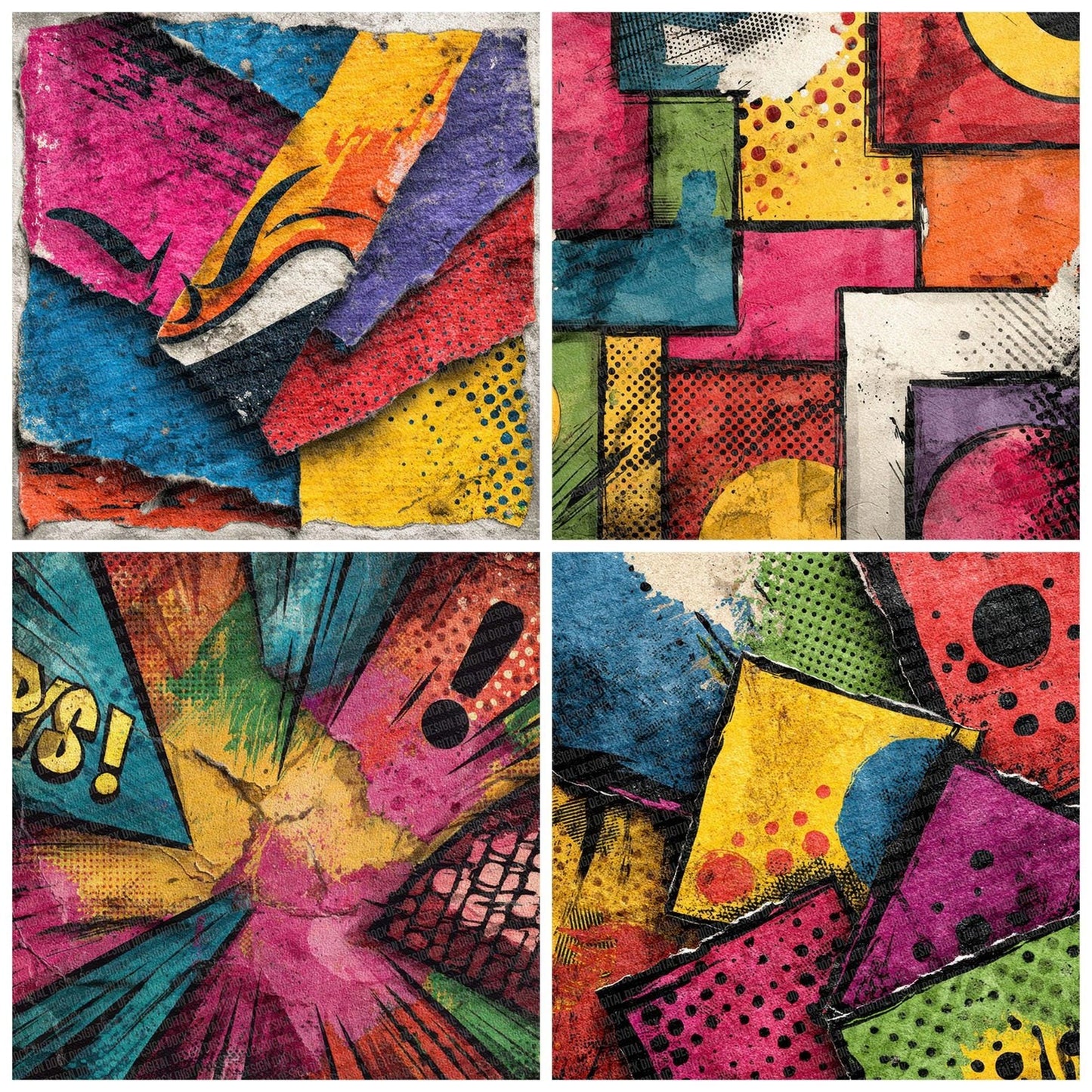 Comic Book Torn Collage Digital Paper Pack (DDD001209)