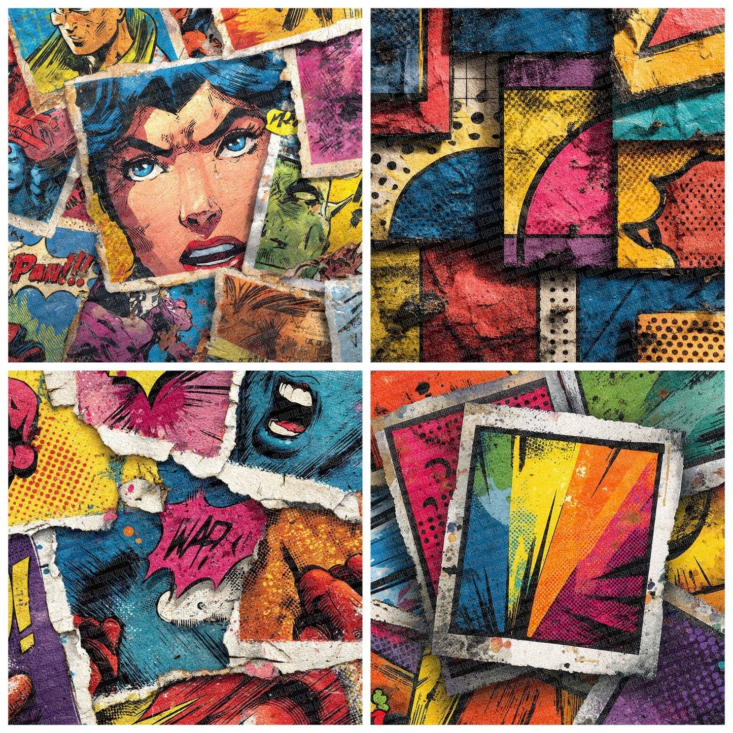 Comic Book Torn Collage Digital Paper Pack (DDD001209)