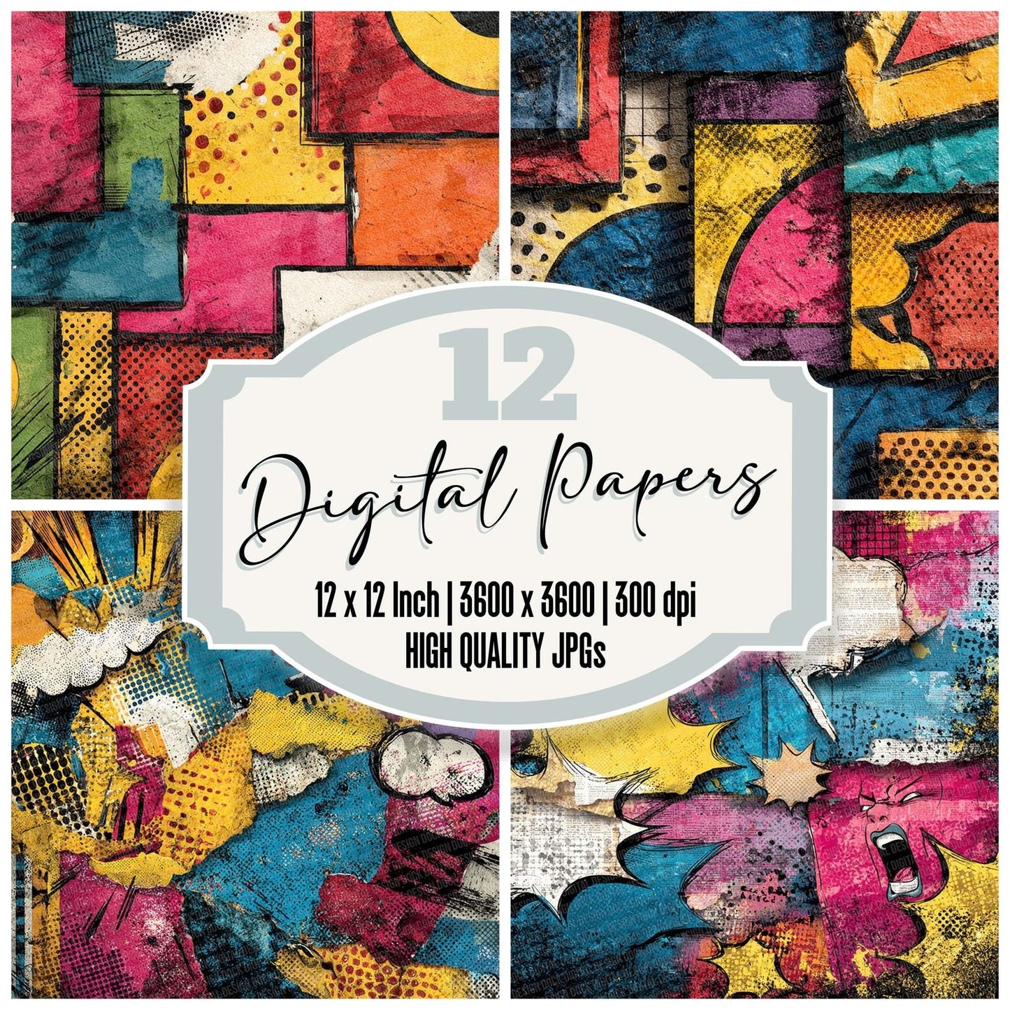 Comic Book Torn Collage Digital Paper Pack (DDD001209)