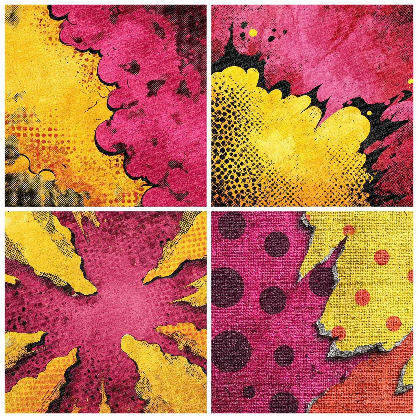 Comic Book Yellow Magenta Print Digital Paper Pack (DDD001213)
