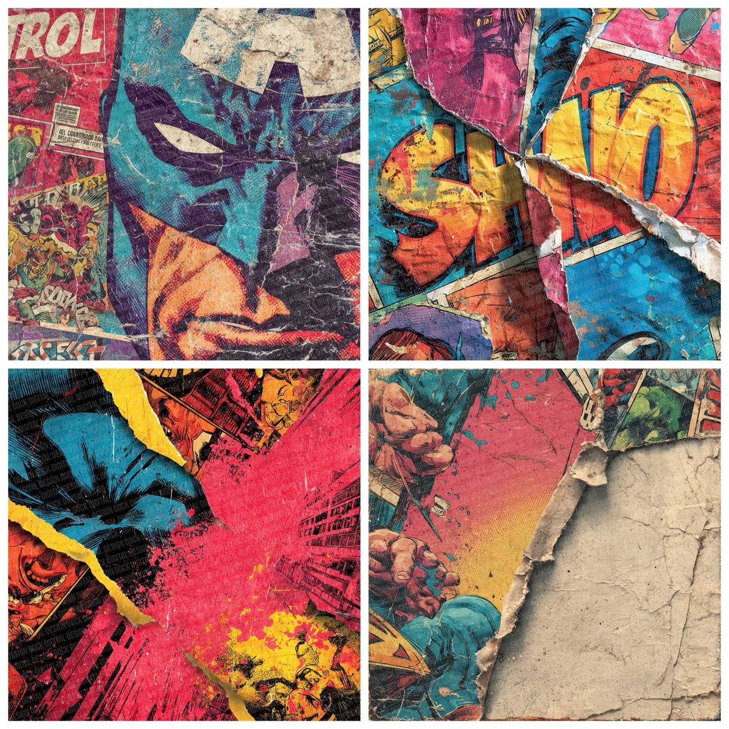 Comic Cover Action Digital Paper Pack (DDD001214)