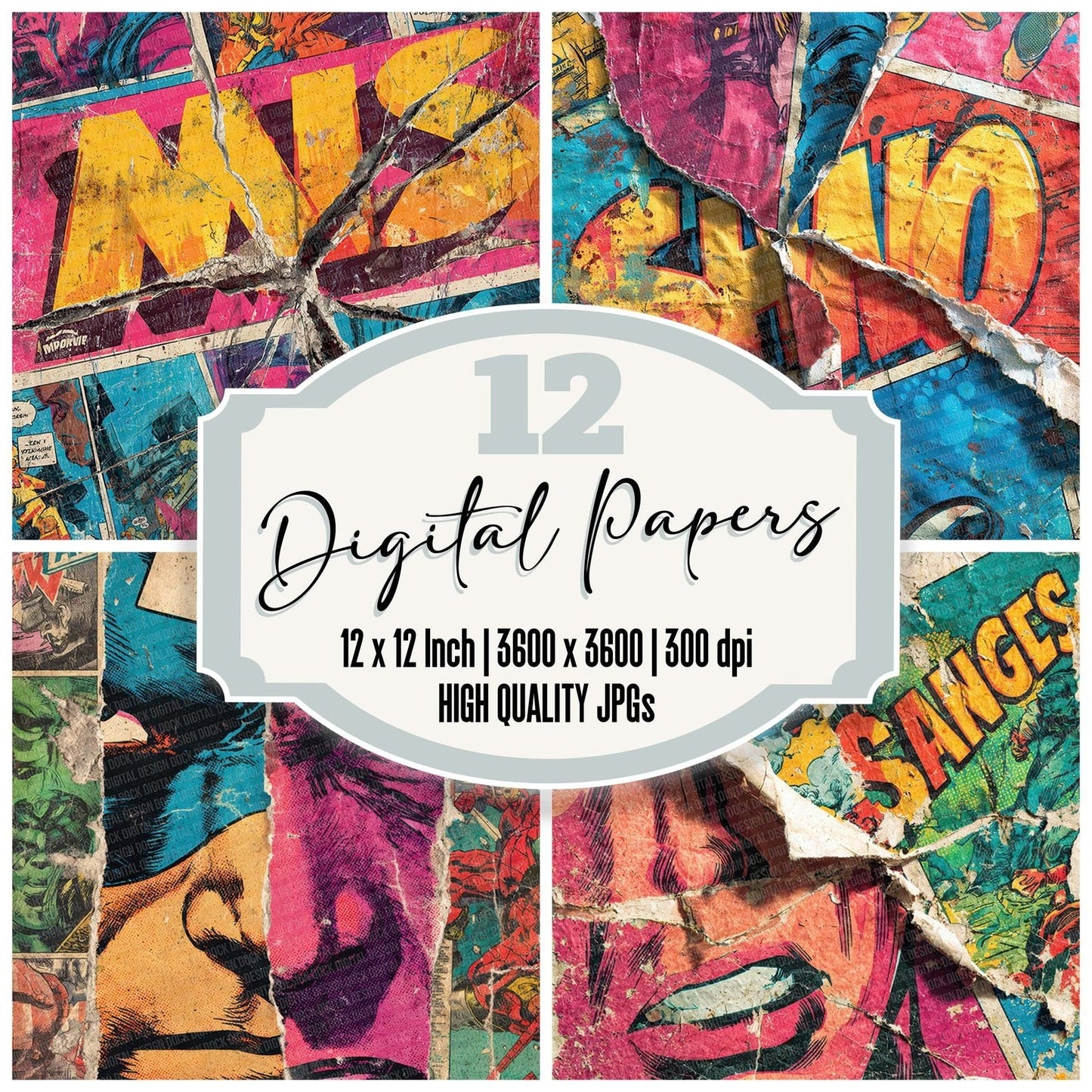 Comic Cover Action Digital Paper Pack (DDD001214)