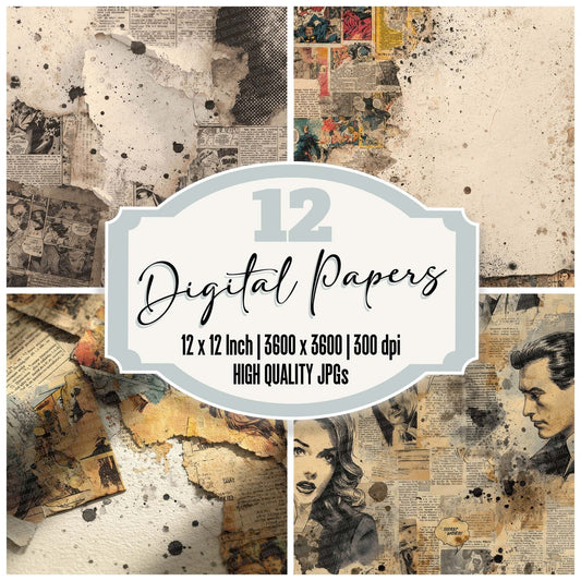 Comic Newspaper Collage Digital Paper Pack (DDD007629)