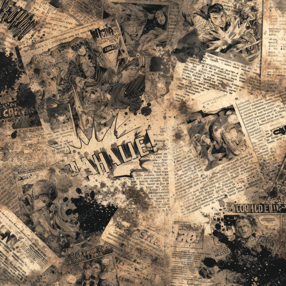 Comic Newspaper Collage Digital Paper Pack (DDD007629)
