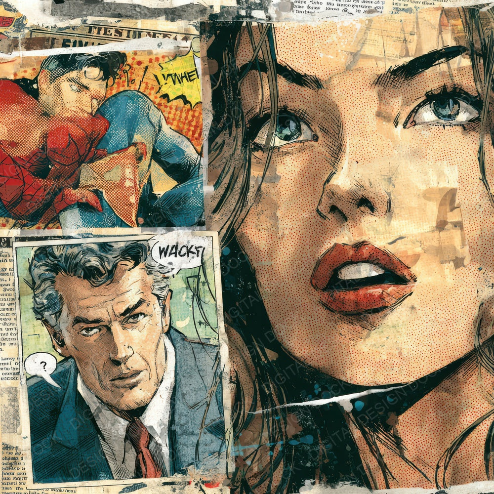 Comic Newspaper Collage Digital Paper Pack (DDD007629)