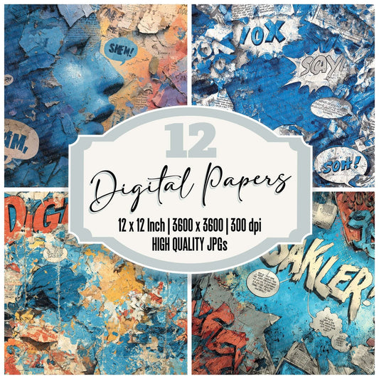 Comic Rip Bubble Digital Paper Pack (DDD001217)