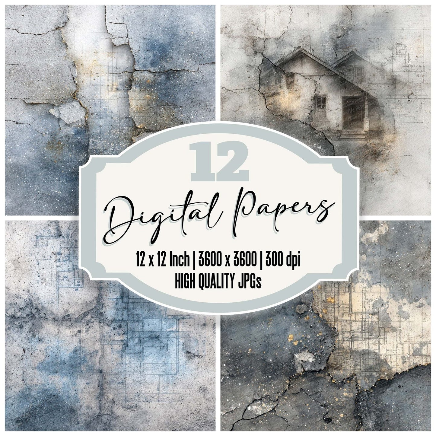 Concrete Blueprint Ghost Digital Paper Pack (DDD007630)