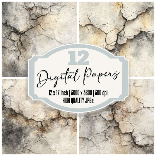 Concrete Crack Texture Digital Paper Pack (DDD001220)