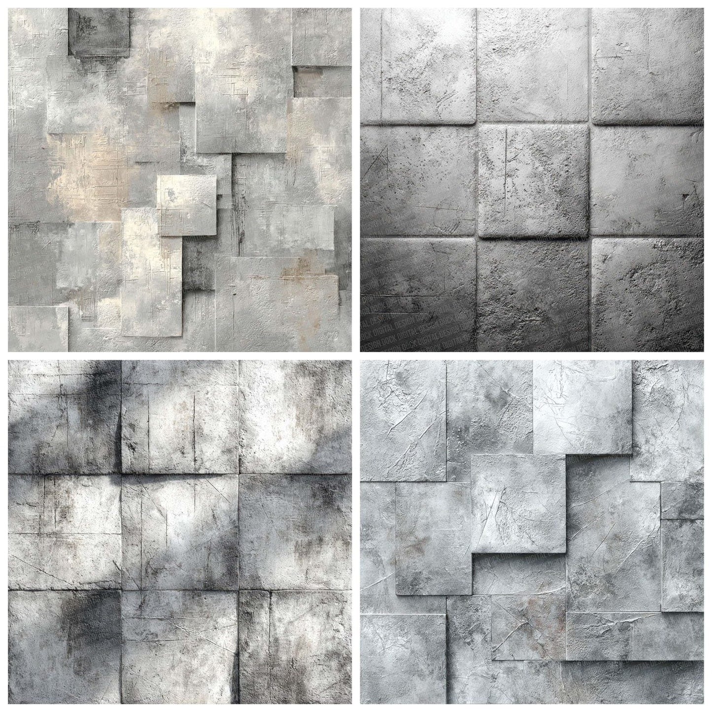 Concrete Grey Tile Pattern Digital Paper Pack (DDD001221)