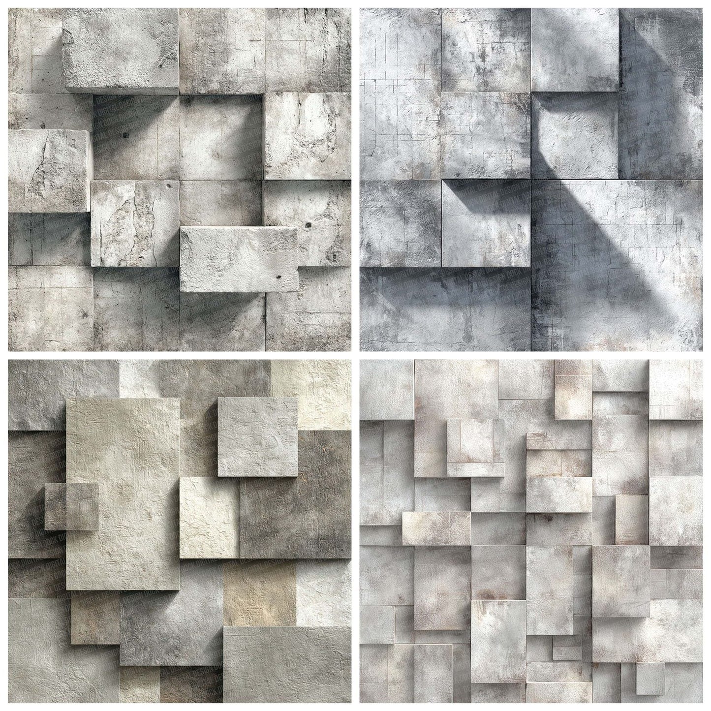 Concrete Grey Tile Pattern Digital Paper Pack (DDD001221)