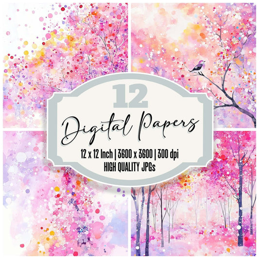 Confetti Blossom Trees Digital Paper Pack (DDD001222)