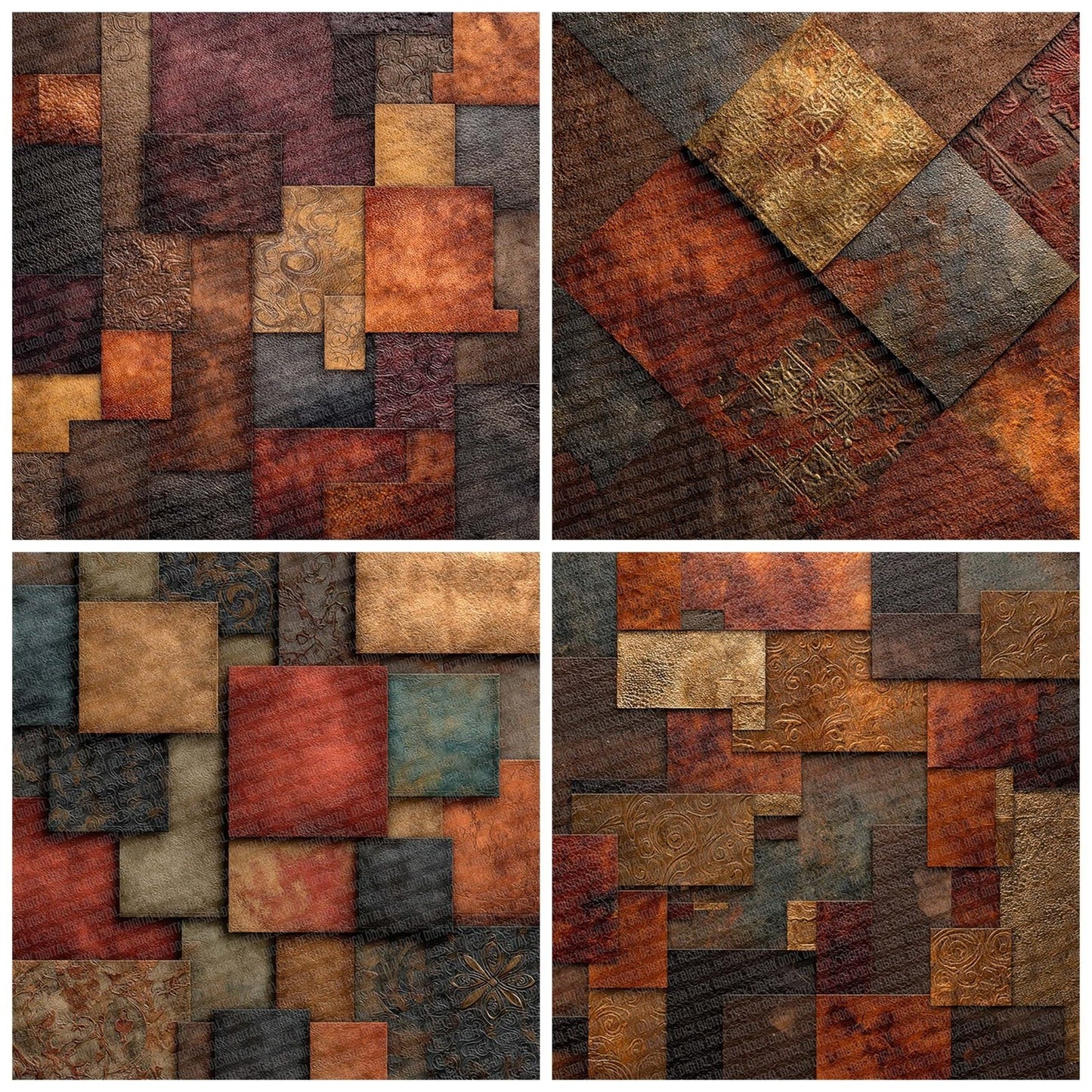 Copper Leather Patchwork Digital Paper Pack (DDD007631)