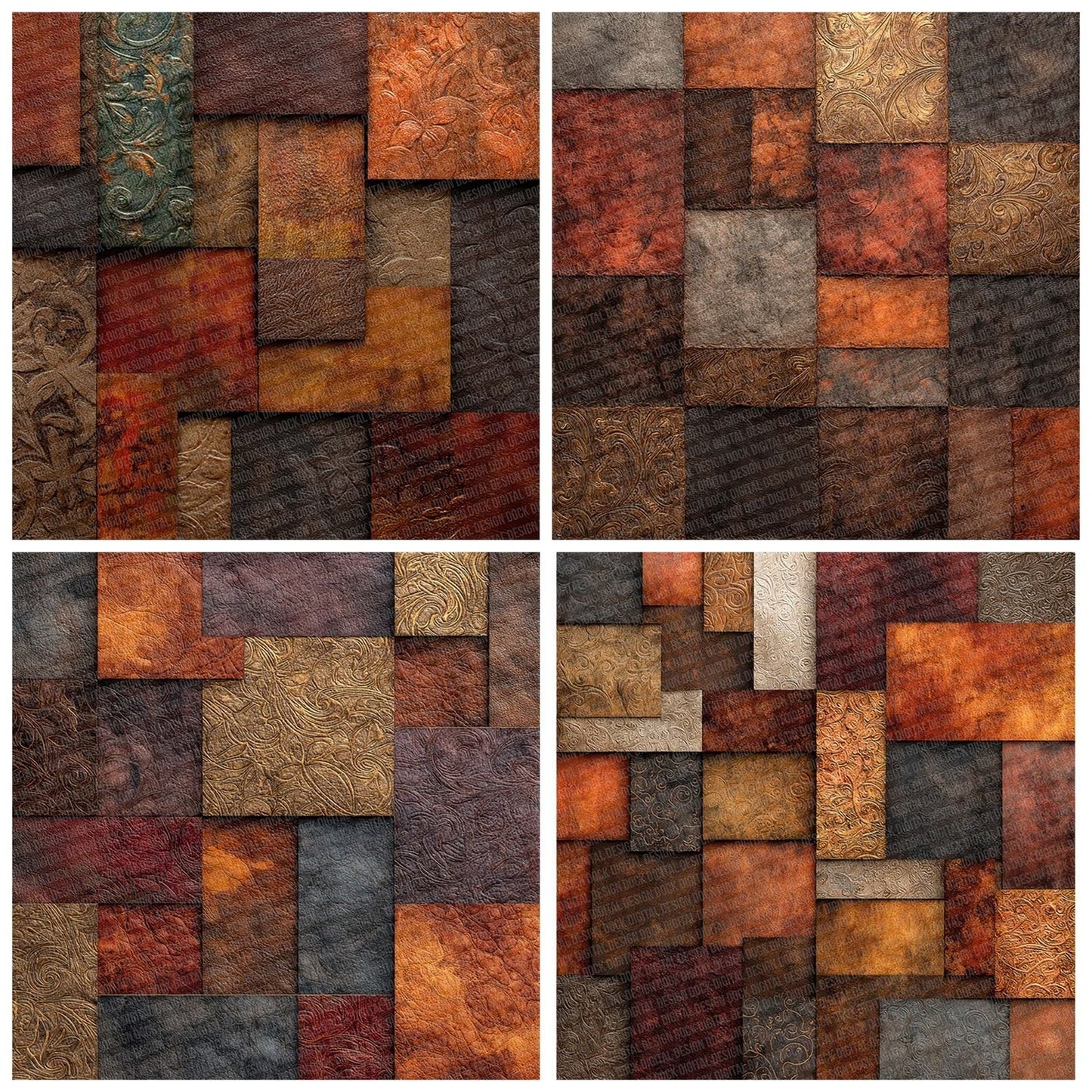 Copper Leather Patchwork Digital Paper Pack (DDD007631)