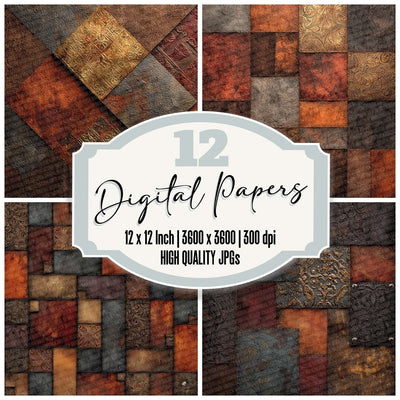 Copper Leather Patchwork Digital Paper Pack (DDD007631)