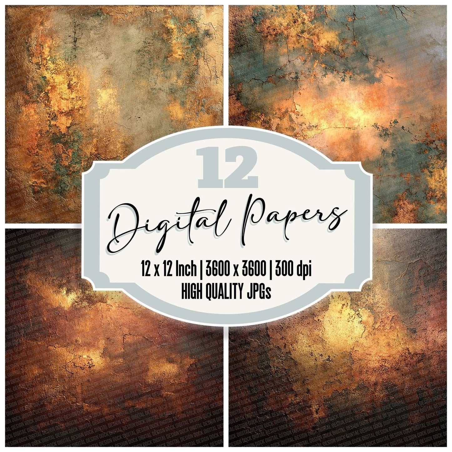 Copper Patina Abstract Digital Paper Pack (DDD001235)