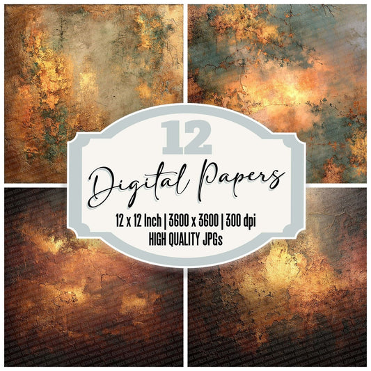 Copper Patina Abstract Digital Paper Pack (DDD001235)