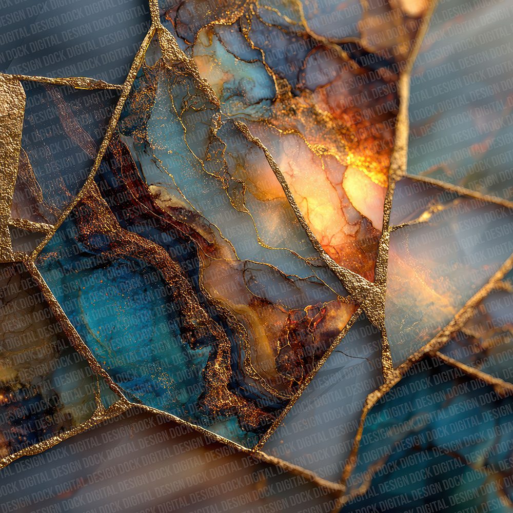 Copper Sapphire Marble Digital Paper Pack (DDD001237)