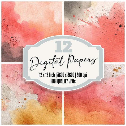 Coral Dust Fade Digital Paper Pack (DDD001244)