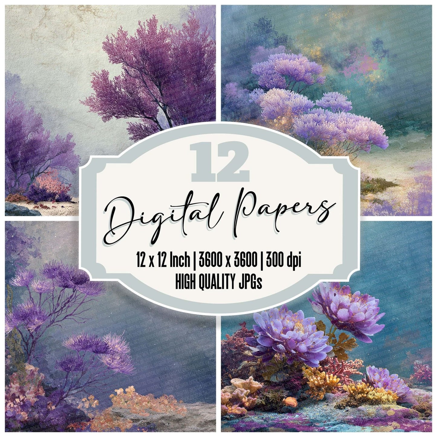 Coral Grave Bloom Digital Paper Pack (DDD001246)