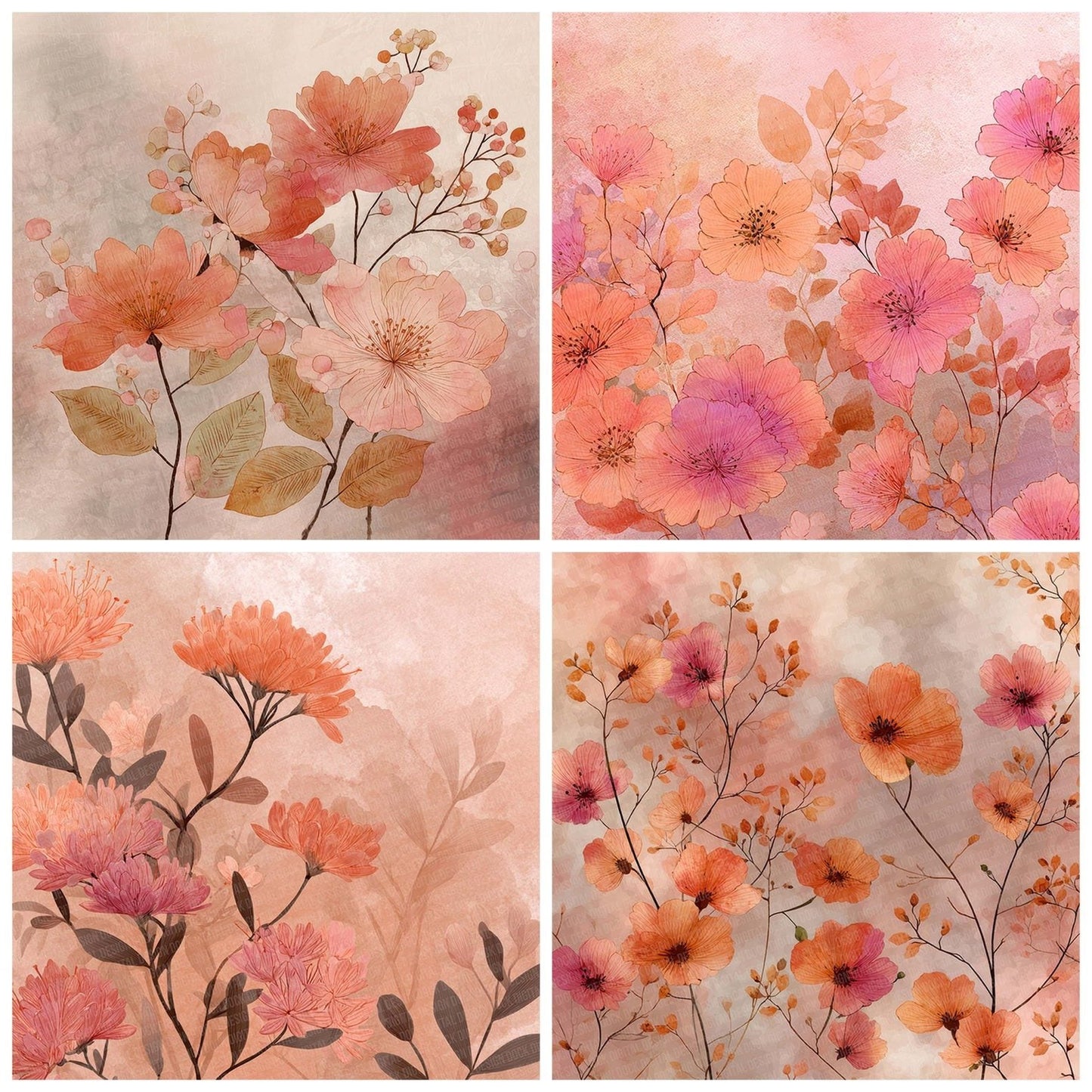 Coral Midsummer Digital Paper Pack (DDD001247)