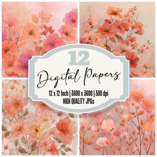 Coral Midsummer Digital Paper Pack (DDD001247)