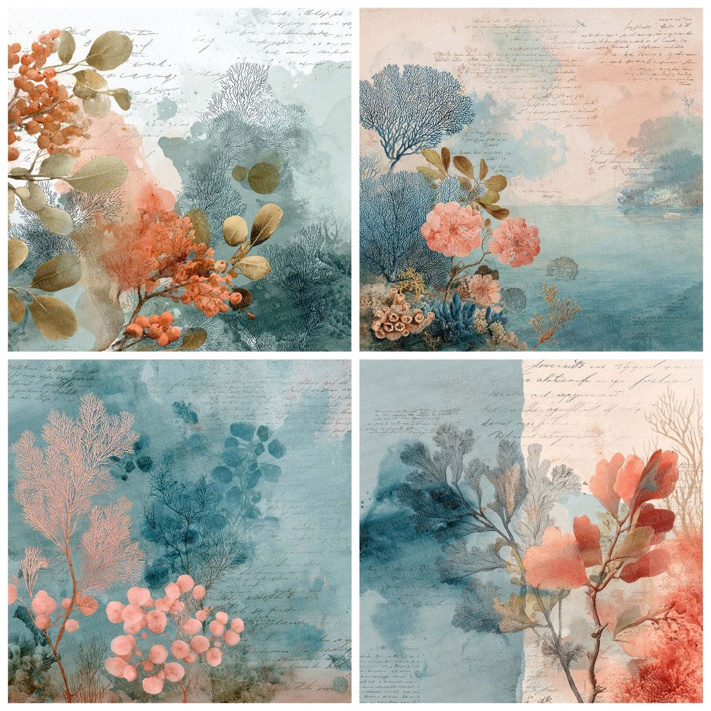 Coral Study Notes Wash Digital Paper Pack (DDD001259)