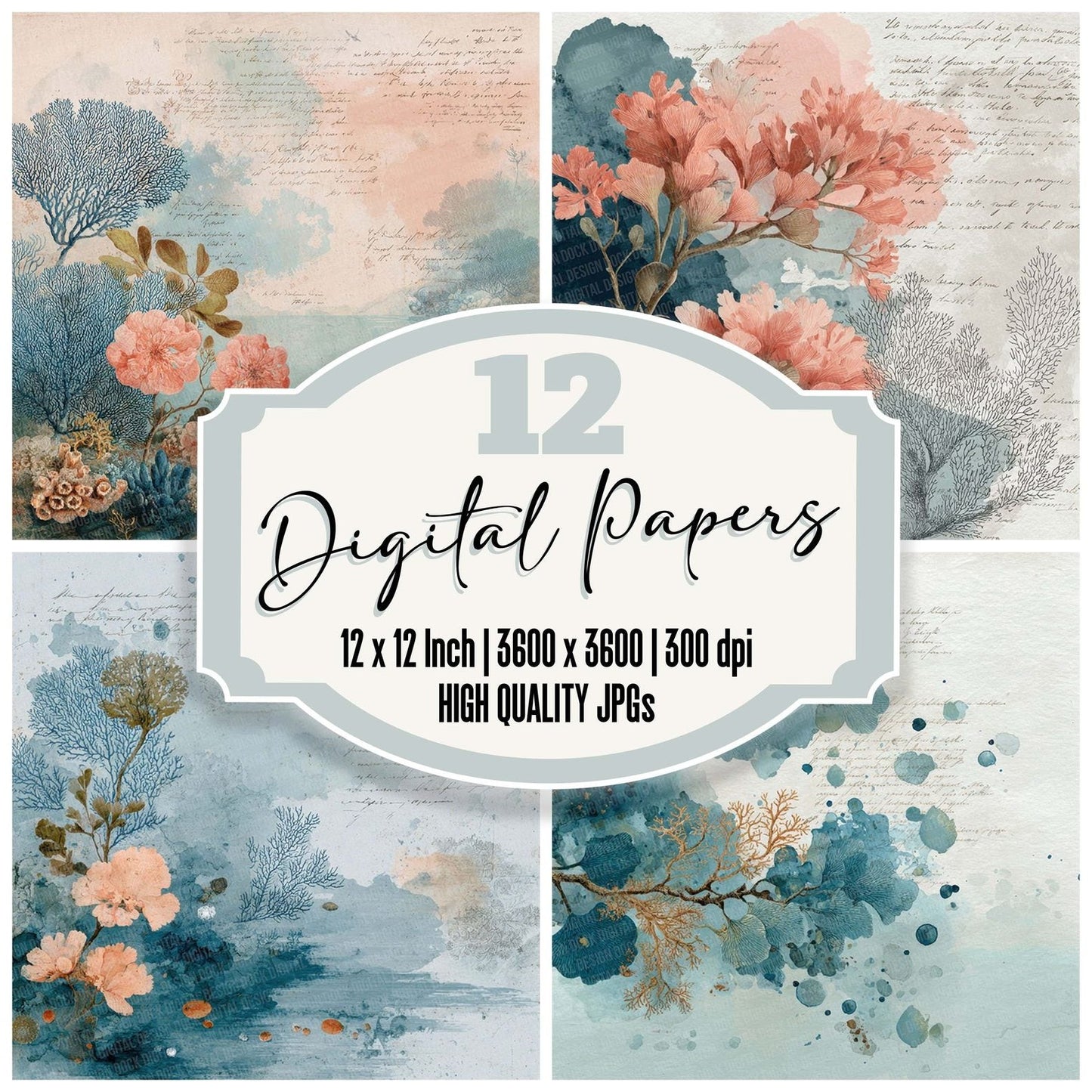 Coral Study Notes Wash Digital Paper Pack (DDD001259)