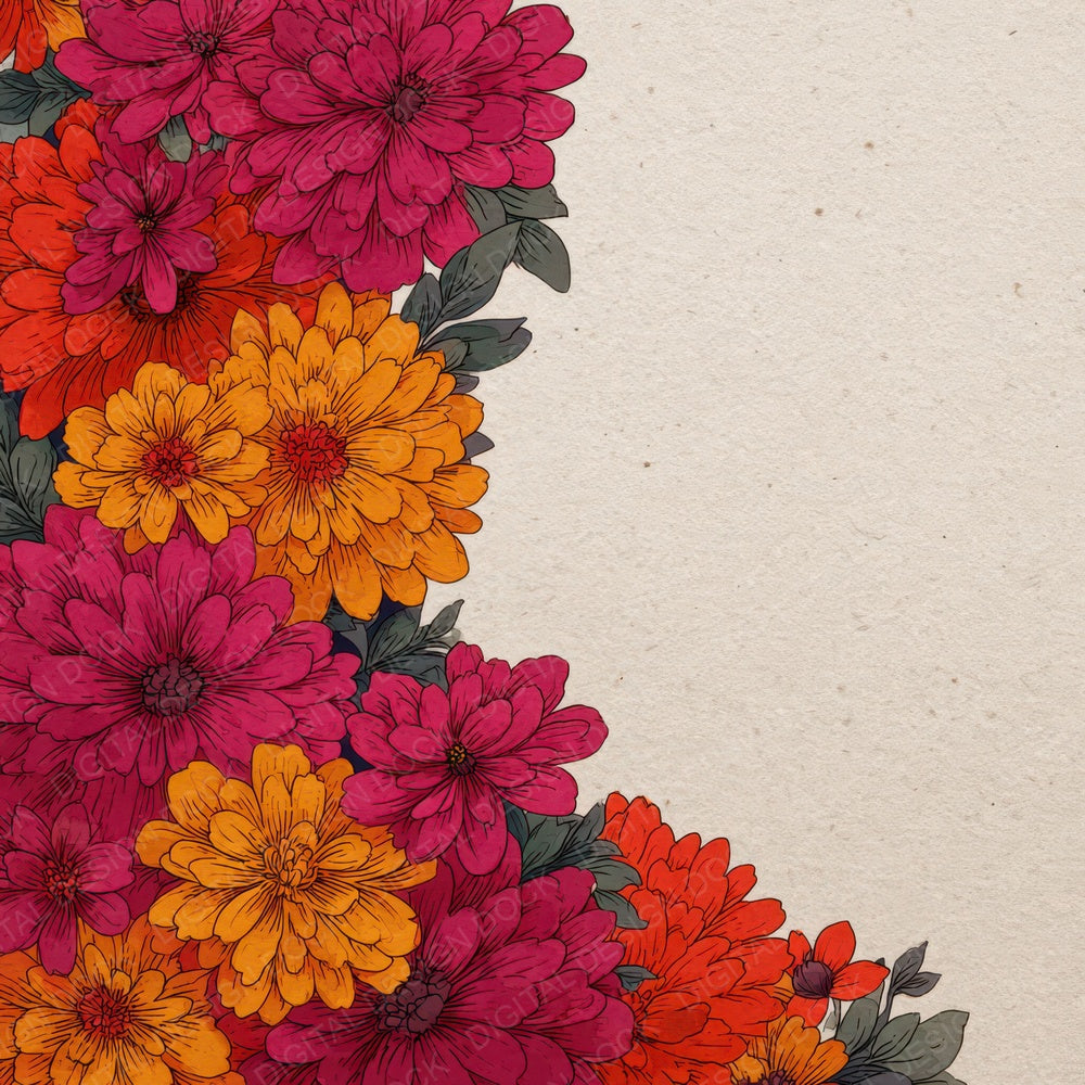 Corner Floral Border Background Digital Paper Pack (DDD007873)