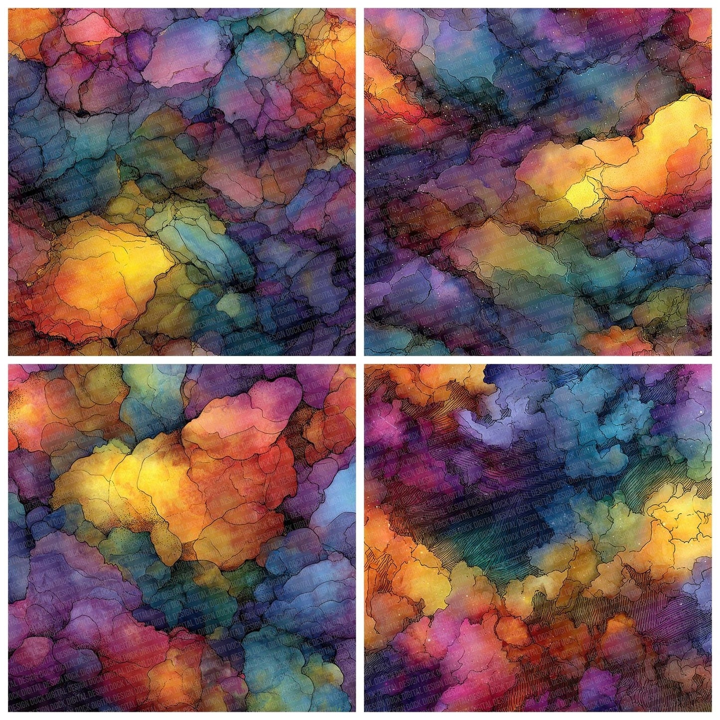 Cosmic Ink Veins Digital Paper Pack (DDD001274)