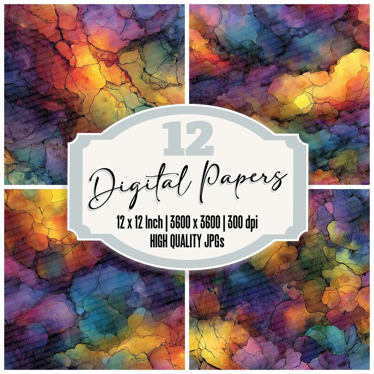 Cosmic Ink Veins Digital Paper Pack (DDD001274)