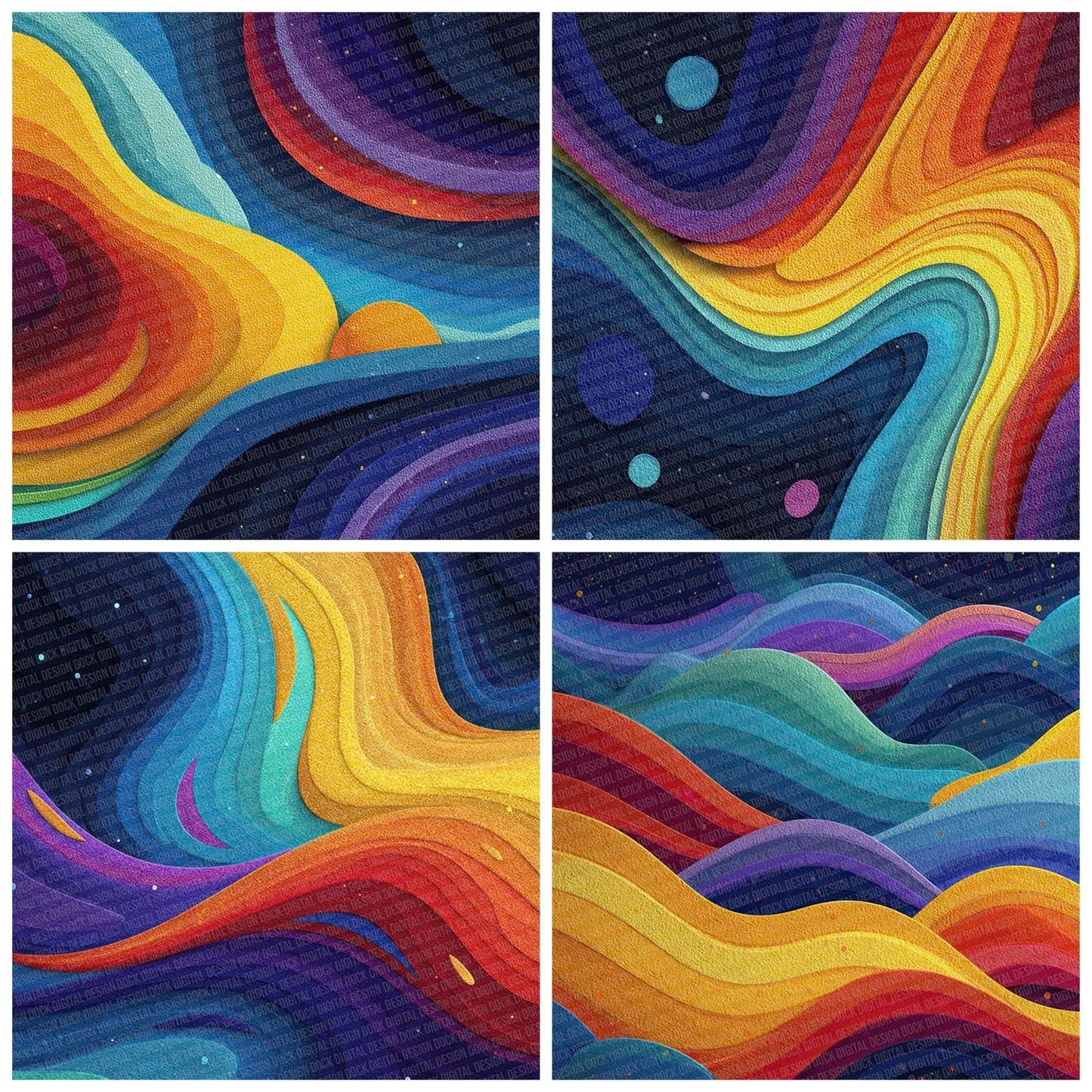 Cosmic Ribbon Flow Digital Paper Pack (DDD001283)