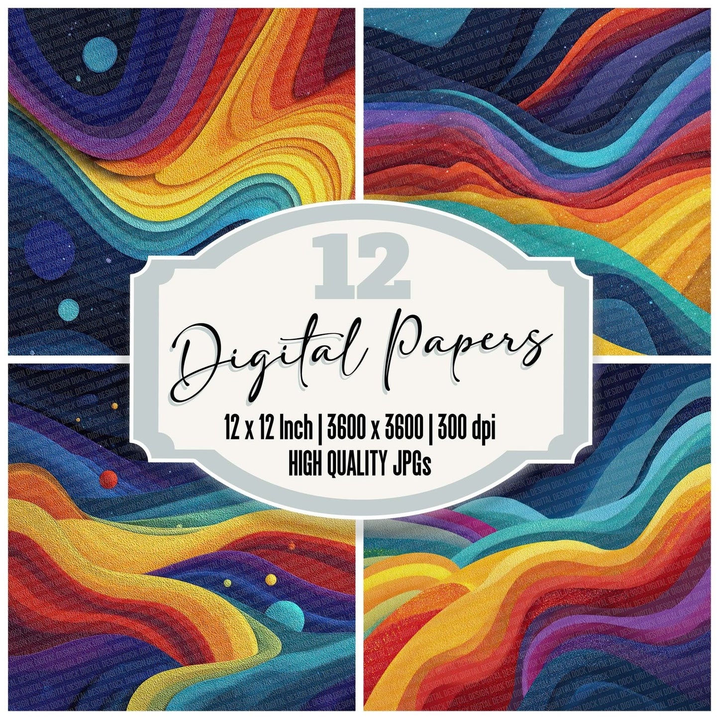 Cosmic Ribbon Flow Digital Paper Pack (DDD001283)