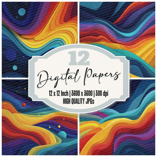 Cosmic Ribbon Flow Digital Paper Pack (DDD001283)