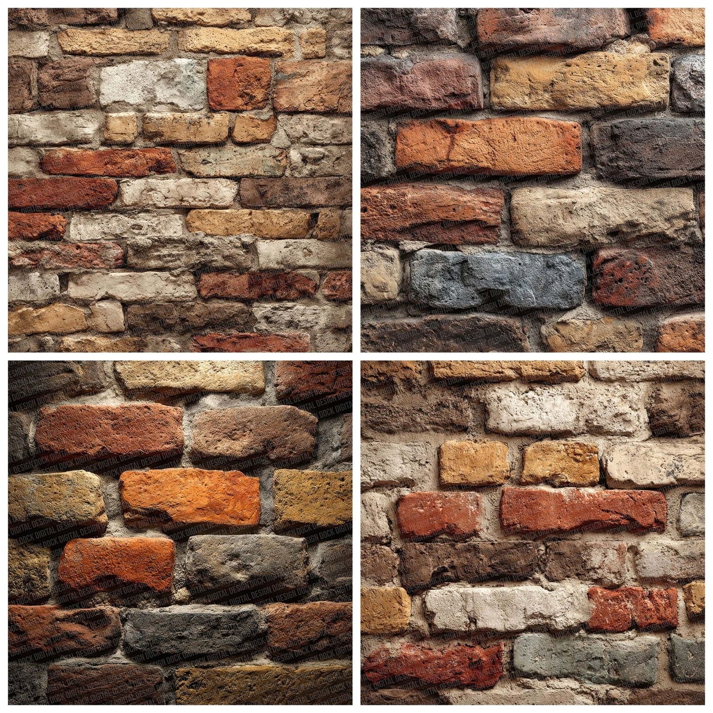 Cottage Rustic Brick Wall Digital Paper Pack (DDD001289)