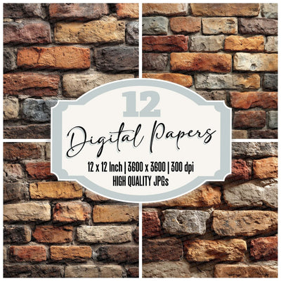 Cottage Rustic Brick Wall Digital Paper Pack (DDD001289)