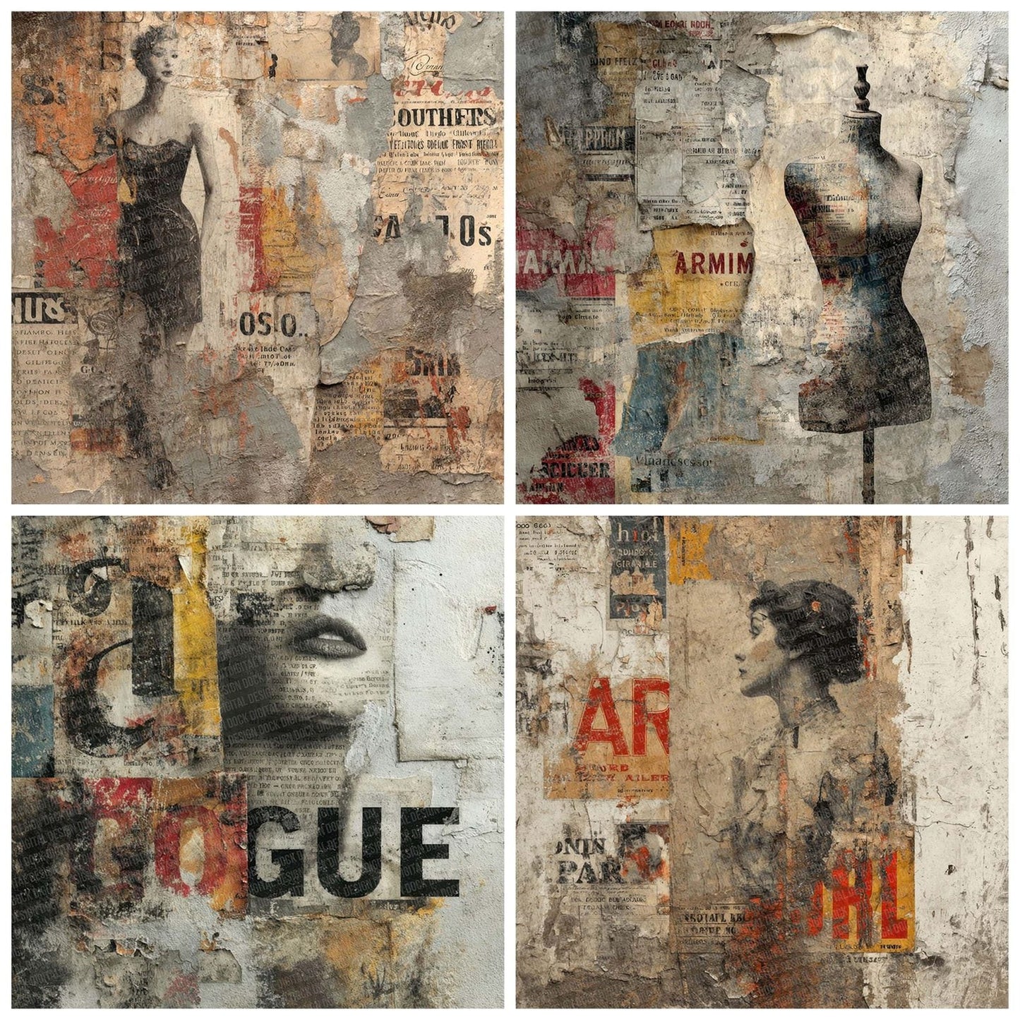 Couture Tear Collage Digital Paper Pack (DDD001293)