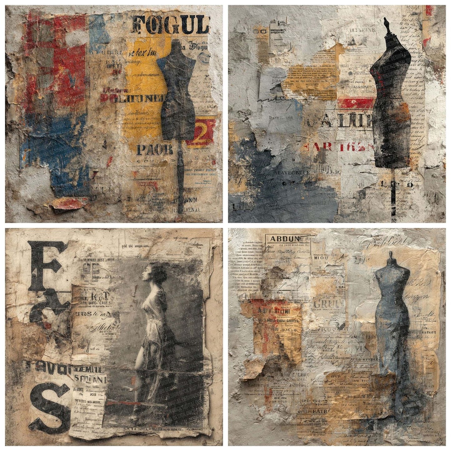 Couture Tear Collage Digital Paper Pack (DDD001293)