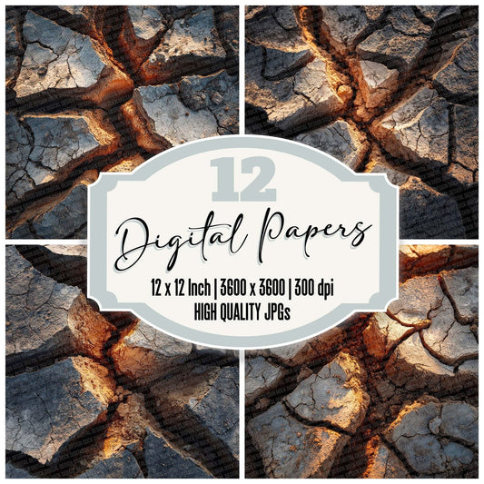 Cracked Mud Texture Digital Paper Pack (DDD001303)