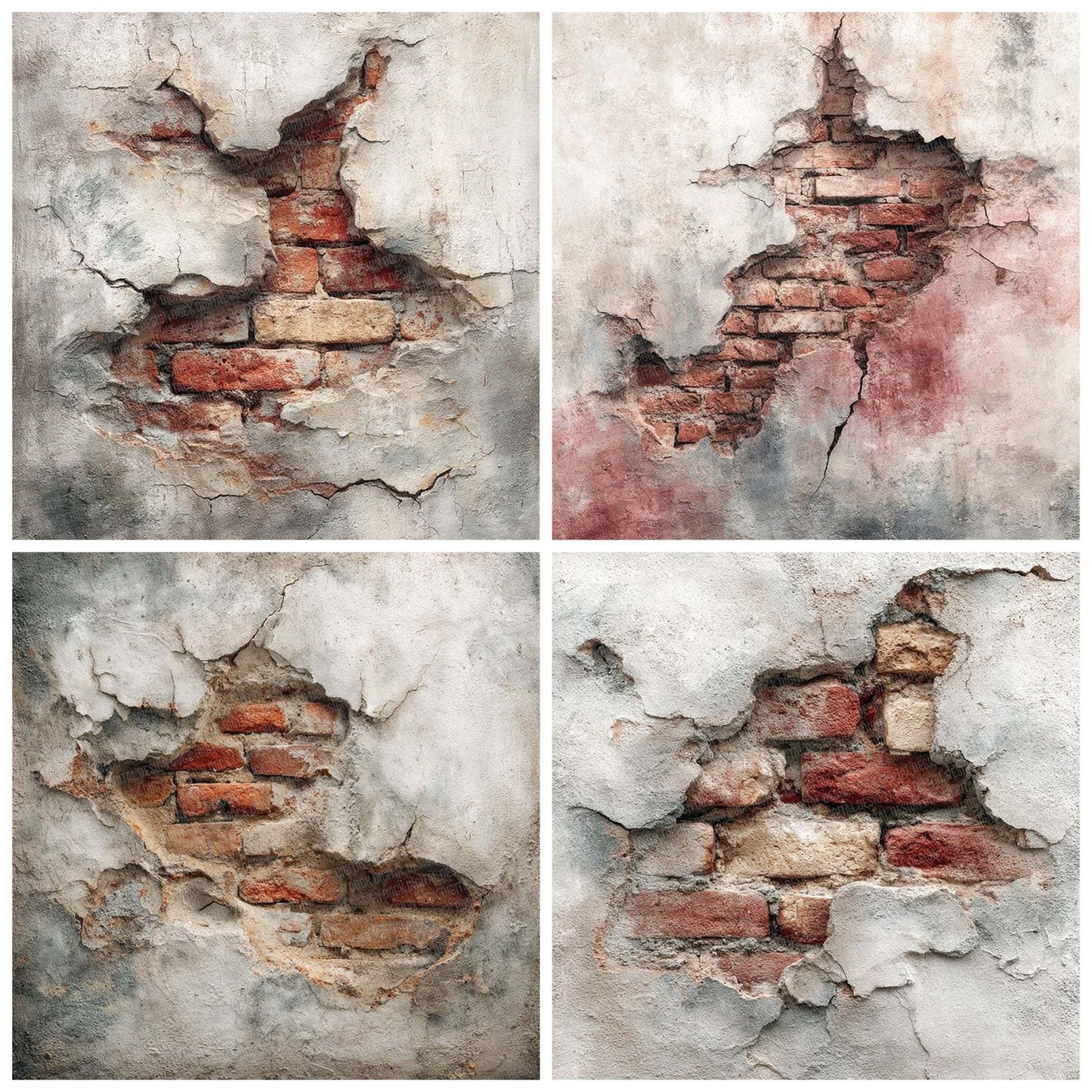 Cracked Plaster Brick Wall Digital Paper Pack (DDD001305)