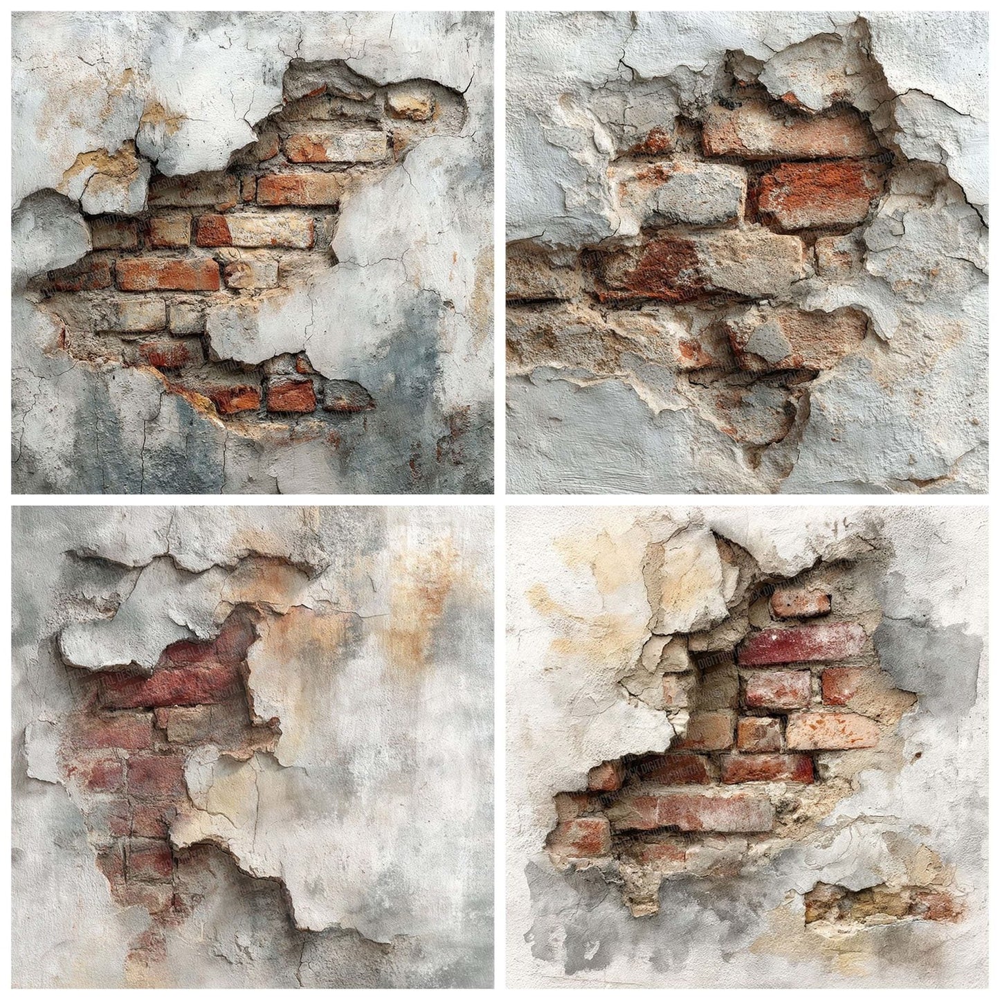 Cracked Plaster Brick Wall Digital Paper Pack (DDD001305)