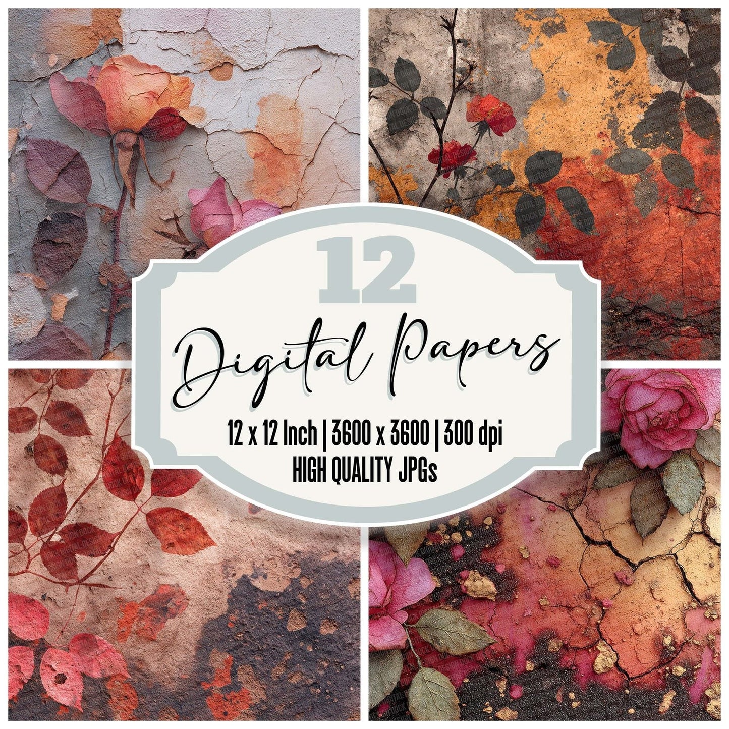 Cracked Rose Earth Digital Paper Pack (DDD001307)