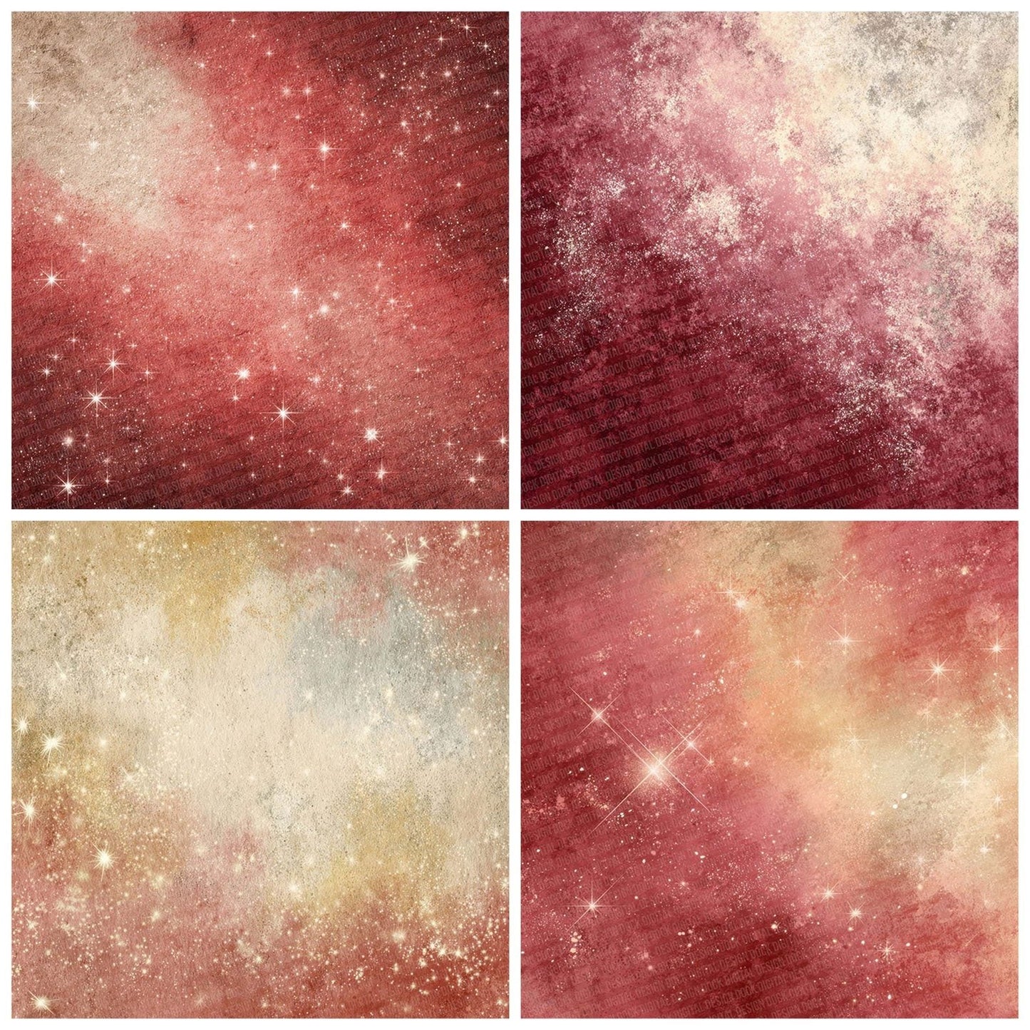 Cranberry Ivory Christmas Background Digital Paper Pack (DDD007634)