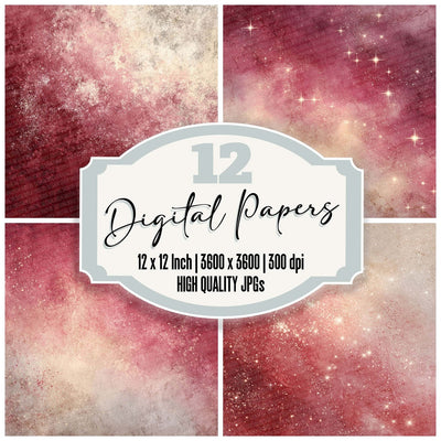 Cranberry Ivory Christmas Background Digital Paper Pack (DDD007634)